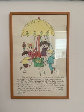 Vintage 1967 Soovia Janis Hand Decorated PATI Print - HOW TO PRESERVE CHILDREN